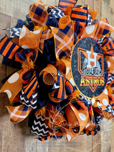 Load image into Gallery viewer, Houston Astros Wreath – Navy and Orange Baseball Door Wreath for Front Door, Astros Fan Decor