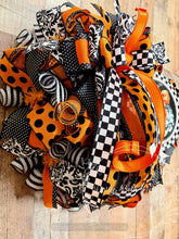 Load image into Gallery viewer, Elegant Black & Orange Damask Pumpkin Halloween Wreath