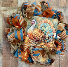 Load image into Gallery viewer, Thanksgiving Turkey Wreath – Rustic Fall Harvest Front Door Décor