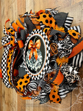 Load image into Gallery viewer, Elegant Black & Orange Damask Pumpkin Halloween Wreath