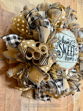 Load image into Gallery viewer, Farmhouse Home Sweet Home Wreath – Neutral Black and Tan Buffalo Check Everyday Deco Mesh Door Decor