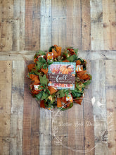 Load image into Gallery viewer, I Love Fall Most of All Wreath – Orange and Green Autumn Deco Mesh Door Decor
