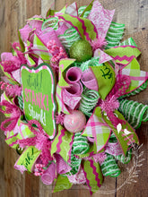 Load image into Gallery viewer, Stink Stank Stunk Christmas Wreath – Pink & Green Whimsical Holiday Decor