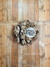Load image into Gallery viewer, Farmhouse Home Sweet Home Wreath – Neutral Burlap Black and White Front Door Decor