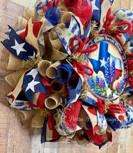 Load image into Gallery viewer, Texas Home Sweet Home Bluebonnet Wreath – Red, White, and Blue Decor