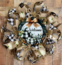 Load image into Gallery viewer, Neutral Pumpkin Welcome Wreath