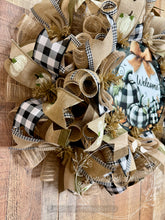 Load image into Gallery viewer, Neutral Pumpkin Welcome Wreath