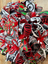 Load image into Gallery viewer, Merry Christmas - Red, Black, and White Christmas Ornament Wreath – Holiday Front Door Decoration