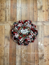Load image into Gallery viewer, Buffalo Plaid Christmas Welcome Wreath with Pinecones and Snowflakes