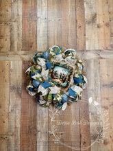 Load image into Gallery viewer, Nativity Christmas Wreath with Blue, Green, and Gold Accents