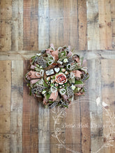 Load image into Gallery viewer, Valentine’s Day Floral Wreath – Rustic Pink & Green Romantic Door Décor