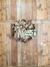 Load image into Gallery viewer, He Is Risen Easter Wreath – Neutral Rustic Cross Door Decor