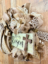 Load image into Gallery viewer, He Is Risen Easter Wreath – Neutral Rustic Cross Door Decor