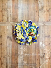 Load image into Gallery viewer, Blue and Yellow Welcome Friends Wreath – Spring Summer Front Door Decor