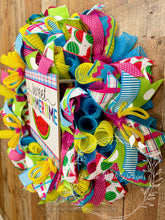 Load image into Gallery viewer, Sweet Summertime Watermelon Wreath – Bright Summer Door Decor in Pink, Blue, Yellow & Lime Green