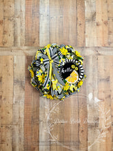 Load image into Gallery viewer, Lemon Daisy Summer Wreath, Black and White Stripe Citrus Wreath, Yellow Floral Front Door Decor