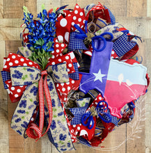 Load image into Gallery viewer, Texas Bluebonnet Patriotic Wreath with Oversized Bow