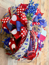 Load image into Gallery viewer, Texas Bluebonnet Patriotic Wreath with Oversized Bow