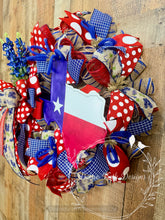 Load image into Gallery viewer, Texas Bluebonnet Patriotic Wreath with Oversized Bow