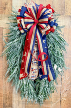 Load image into Gallery viewer, Patriotic Bead Grass Grapevine Wreath – Red White Blue Door Decor – Summer Americana Wreath