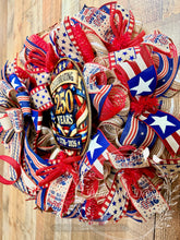 Load image into Gallery viewer, 250th Anniversary Patriotic Wreath – Celebrating 250 Years Front Door Decor – Independence Day Wreath