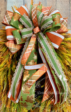 Load image into Gallery viewer, Fall Front Door Bow | Plaid & Metallic Leaf Autumn Lantern, Wreath & Mailbox Bow with 18” Tails