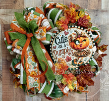 Load image into Gallery viewer, Cute as a Pumpkin Fall Wreath | Whimsical Autumn Front Door Décor