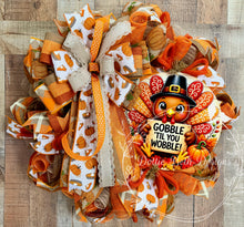Load image into Gallery viewer, Gobble ’Til You Wobble Thanksgiving Turkey Wreath