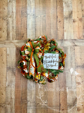 Load image into Gallery viewer, Grateful Thankful Blessed Fall Wreath with Pumpkin Ribbon