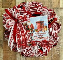 Load image into Gallery viewer, ’Twas the Night Before Christmas Santa Wreath – Red and White Christmas Door Decor