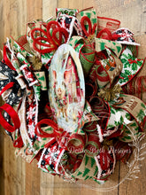 Load image into Gallery viewer, Rustic Christmas Pig Wreath with Red Barn and Snowflake Ribbons