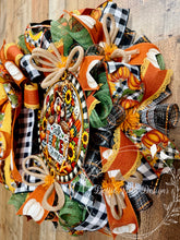 Load image into Gallery viewer, Thanksgiving Turkey Wreath – Talk Turkey to Me Fall Front Door Wreath
