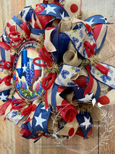 Load image into Gallery viewer, Texas Home Sweet Home Bluebonnet Wreath – Red, White, and Blue Decor
