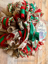 Load image into Gallery viewer, Bah Humbug Christmas Wreath – Traditional Red &amp; Green Holiday Wreath
