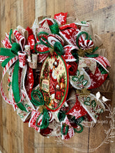 Load image into Gallery viewer, Christmas Goose Wreath | Red Green Gingerbread Candy Cane Christmas Front Door Wreath
