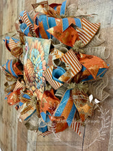 Load image into Gallery viewer, Thanksgiving Turkey Wreath – Rustic Fall Harvest Front Door Décor
