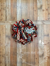 Load image into Gallery viewer, Believe Christmas Wreath with Red Black Buffalo Plaid, Poinsettias and Snowflake Ribbon
