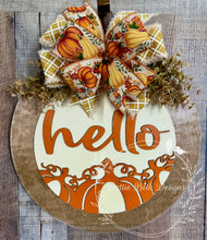 Load image into Gallery viewer, Welcome Home Pumpkin Porch Sign and Hello Fall Door Hanger Set
