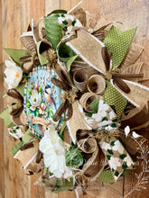 Load image into Gallery viewer, Spring Magnolia Welcome Wreath – Green Plaid Magnolia Door Decor
