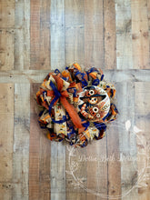Load image into Gallery viewer, Fall Scarecrow Wreath | Navy Blue &amp; Burnt Orange Autumn Front Door Wreath
