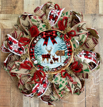Load image into Gallery viewer, Deer Crossing Buffalo Plaid Christmas Wreath
