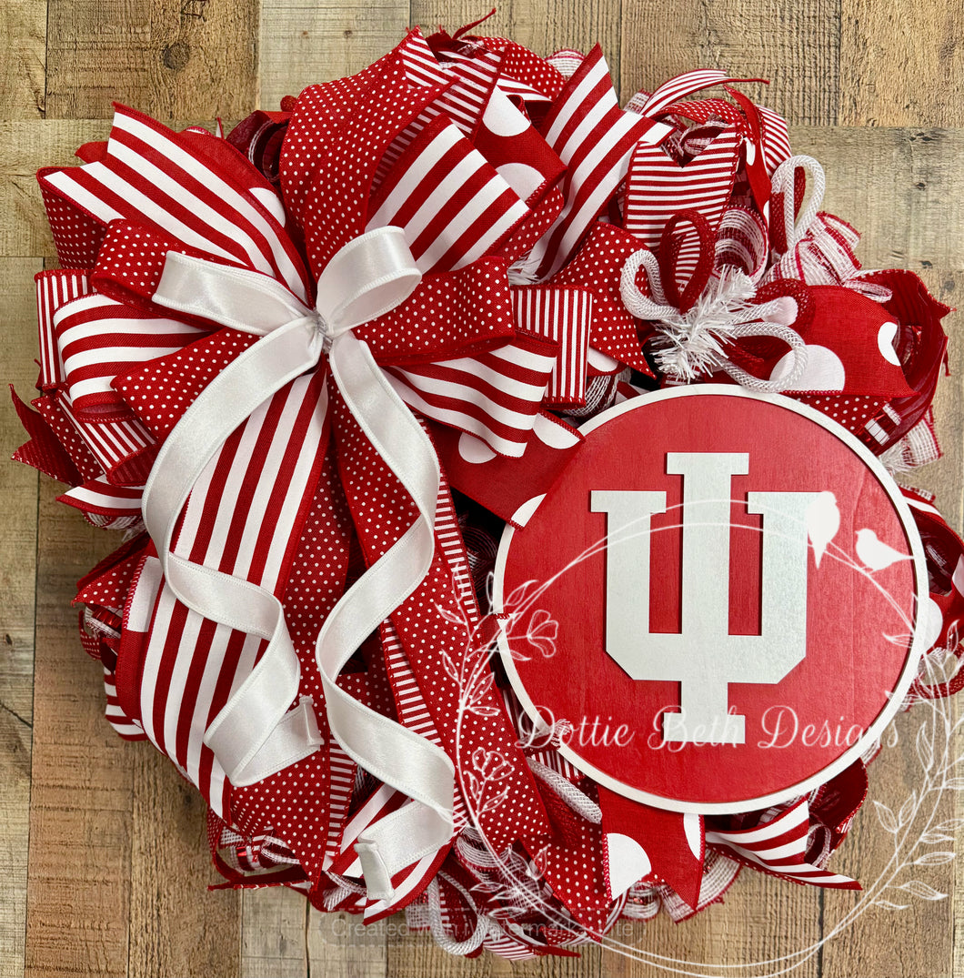 Indiana University Hoosiers Red & White Ribbon Wreath – Collegiate Fro ...