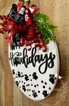 Load image into Gallery viewer, Happy Howlidays Christmas Dog Door Hanger – 16” Round
