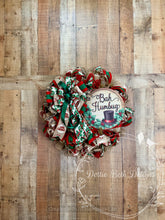 Load image into Gallery viewer, Bah Humbug Christmas Wreath – Traditional Red &amp; Green Holiday Wreath

