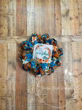 Load image into Gallery viewer, Hey There Pumpkin Fall Wreath – Teal and Orange Autumn Door Decoration
