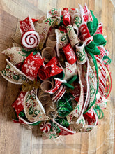 Load image into Gallery viewer, Christmas Goose Wreath | Red Green Gingerbread Candy Cane Christmas Front Door Wreath
