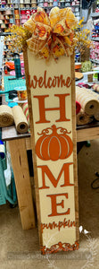 Welcome Home Pumpkin Porch Sign and Hello Fall Door Hanger Set