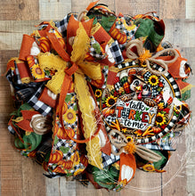 Load image into Gallery viewer, Thanksgiving Turkey Wreath – Talk Turkey to Me Fall Front Door Wreath
