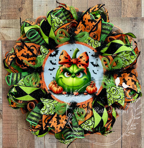 Green Monster Halloween Wreath