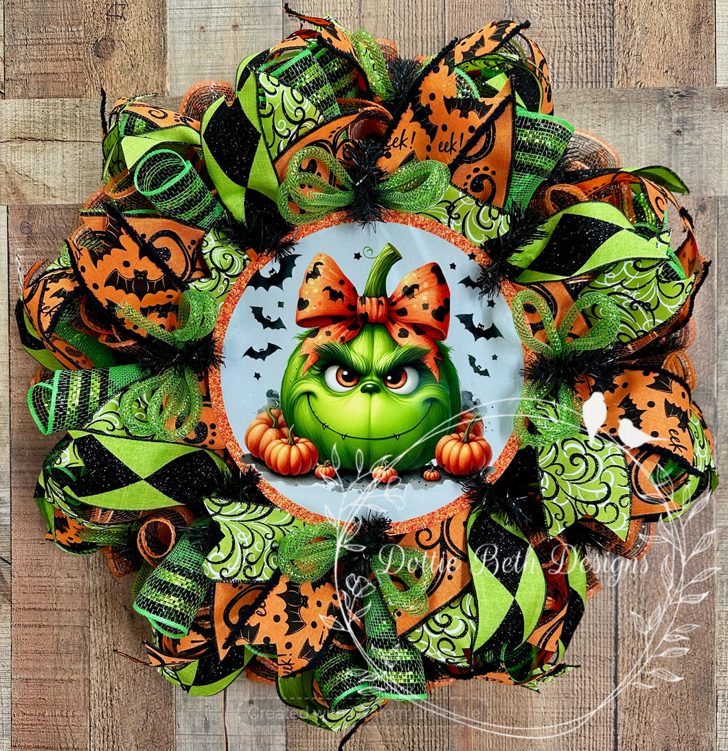 Green Monster Halloween Wreath